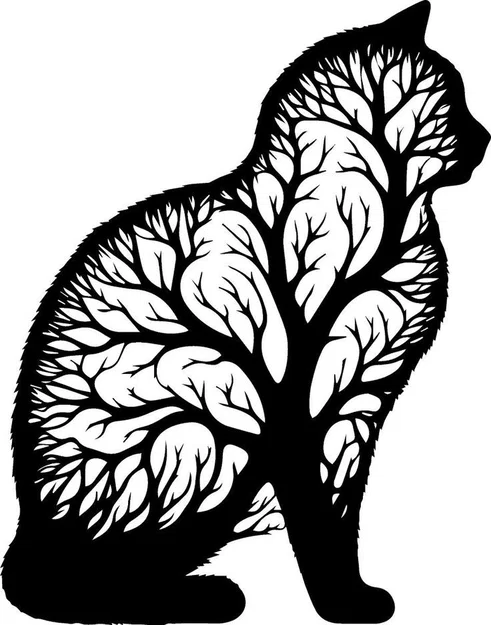 Tree Cat - Tác phẩm treo tường/Đồ trang trí hình mèo trên cây - Image 2