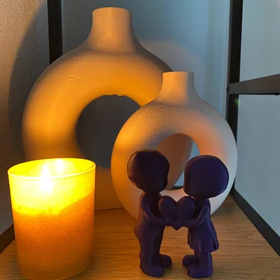 Mô hình cặp đôi trao trái tim 3D lãng mạn - Quà tặng Valentine
