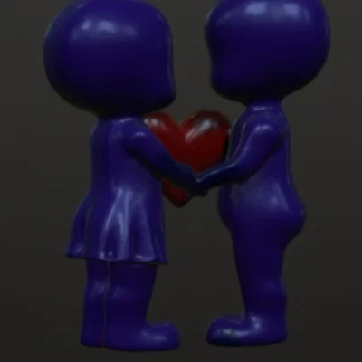 Mô hình cặp đôi trao trái tim 3D lãng mạn - Quà tặng Valentine