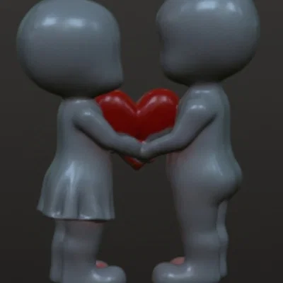 Mô hình cặp đôi trao trái tim 3D lãng mạn - Quà tặng Valentine
