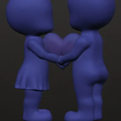 Mô hình cặp đôi trao trái tim 3D lãng mạn - Quà tặng Valentine