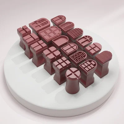 Bộ con dấu họa tiết cửa sổ làm từ đất sét - 18 chi tiết