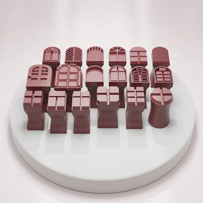 Bộ con dấu họa tiết cửa sổ làm từ đất sét - 18 chi tiết