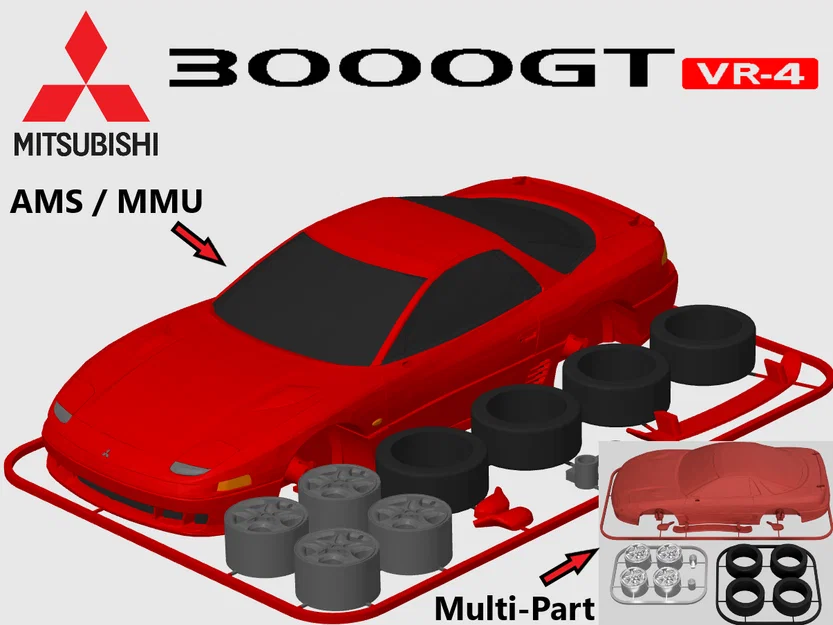 Mô hình lắp ráp Kit Card Mitsubishi 3000GT / GTO VR4 (tỷ lệ 1:24) - Image 1