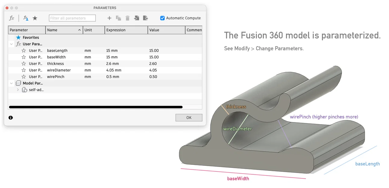 Kẹp dây điện tùy chỉnh (Parametric Cable Clip) - Image 3