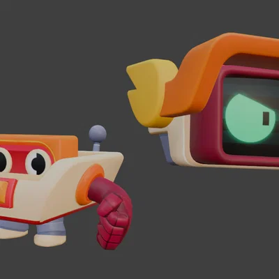 Mô hình 3D nhân vật robot R-T trong game Brawl Stars để in ấn