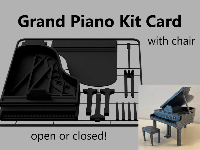 Kit Card Đàn Piano Lớn (1:24) kèm ghế (có thể mở hoặc đóng tùy ý!) - Image 1