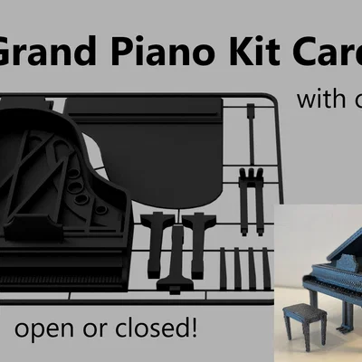 Kit Card Đàn Piano Lớn (1:24) kèm ghế (có thể mở hoặc đóng tùy ý!)