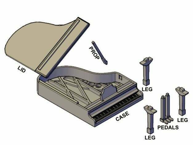 Kit Card Đàn Piano Lớn (1:24) kèm ghế (có thể mở hoặc đóng tùy ý!) - Image 13