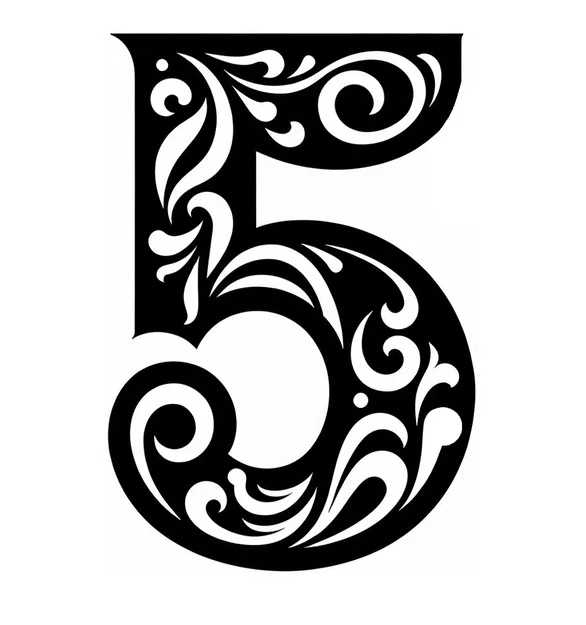 Số 5 trang trí nghệ thuật 3D (Ornamental Number 5) đa năng - Image 1