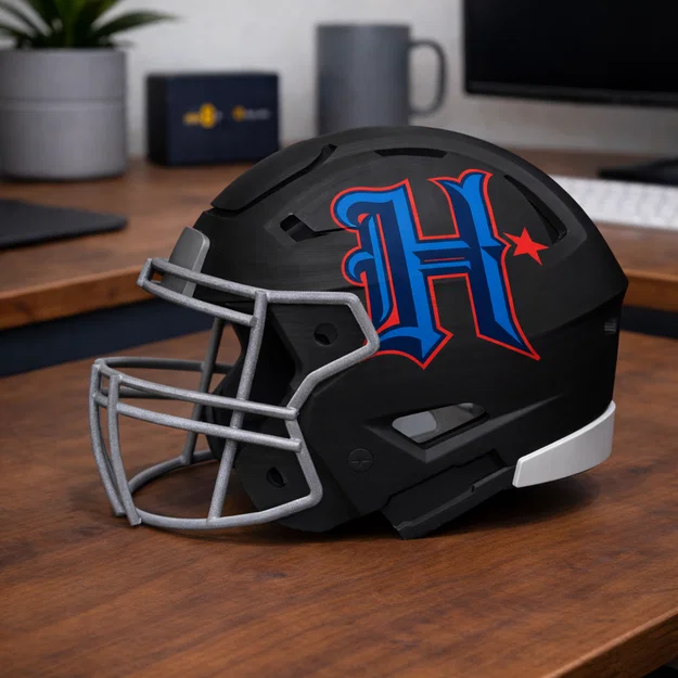Mô hình mũ bảo hiểm bóng bầu dục Houston Texans - Logo chữ H - Image 1