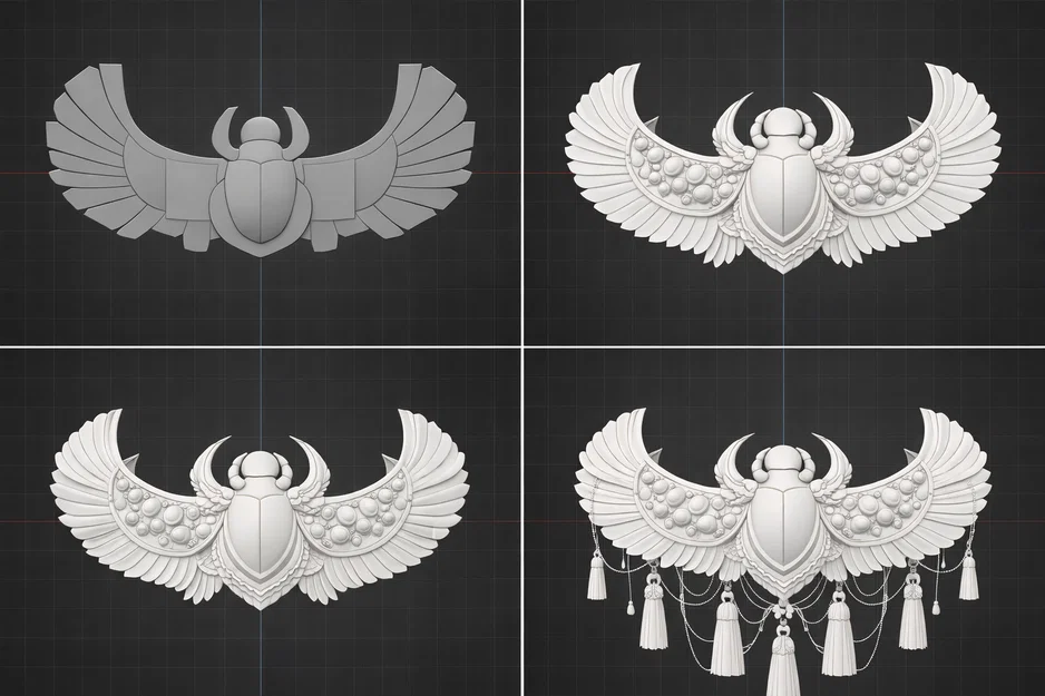 Mẫu in 3D mũ đội đầu Ai Cập (Egyptian Headdress) tinh xảo - Image 2