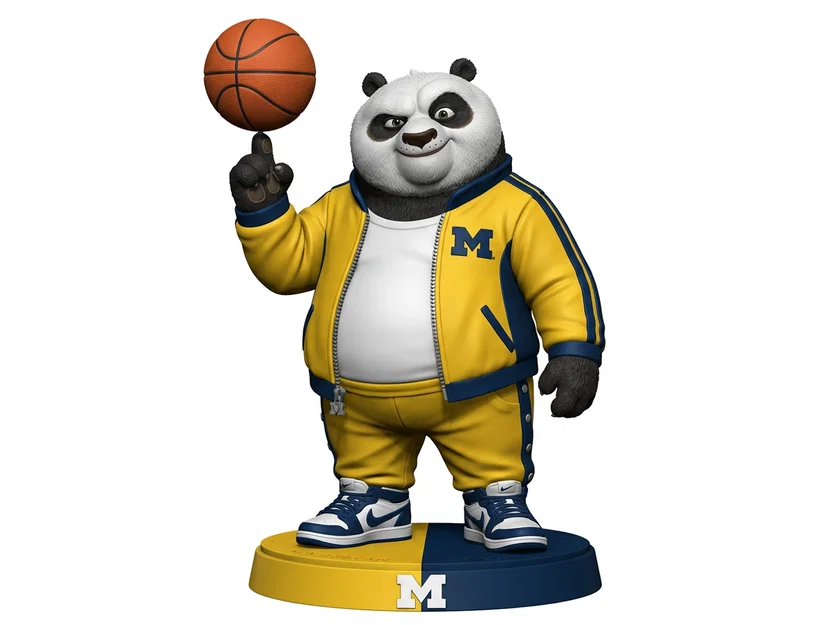 Mô hình 3D Kung Fu Panda đầy khí thế của đội bóng rổ Michigan Wolverines - Image 1