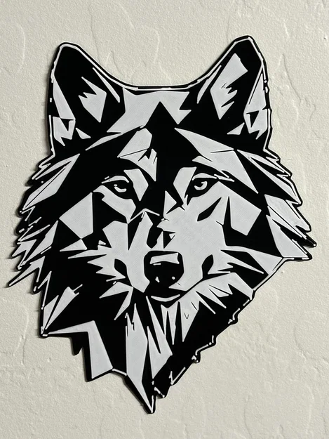 Tranh treo tường đầu sói hình học - Geometric Wolf Wall Art - Image 1