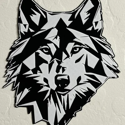Tranh treo tường đầu sói hình học - Geometric Wolf Wall Art