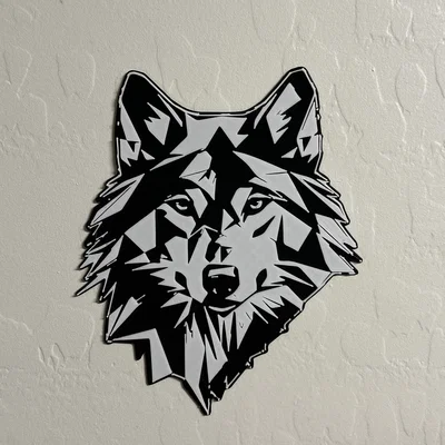 Tranh treo tường đầu sói hình học - Geometric Wolf Wall Art