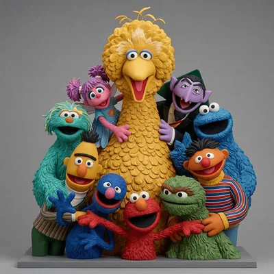 Mô hình 3D nhân vật Sesame Street Gang 1969 chất lượng cao