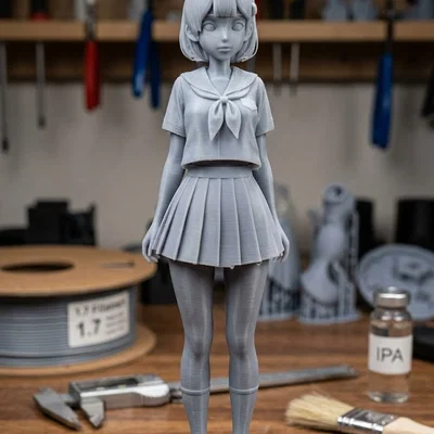 Mô hình 3D nữ sinh anime (Anime School Girl) dễ thương