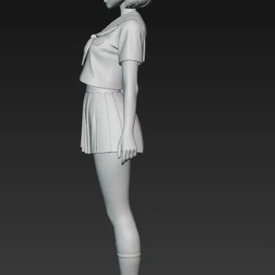 Mô hình 3D nữ sinh anime (Anime School Girl) dễ thương