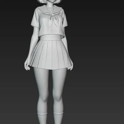 Mô hình 3D nữ sinh anime (Anime School Girl) dễ thương