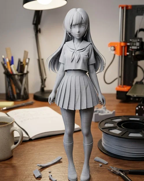 Mô hình nữ sinh anime mái tóc dài - File in 3D chất lượng cao - Image 1