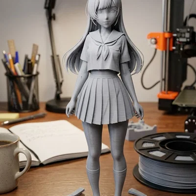 Mô hình nữ sinh anime mái tóc dài - File in 3D chất lượng cao