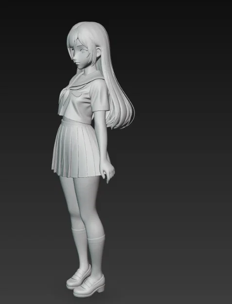 Mô hình nữ sinh anime mái tóc dài - File in 3D chất lượng cao - Image 2