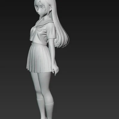 Mô hình nữ sinh anime mái tóc dài - File in 3D chất lượng cao