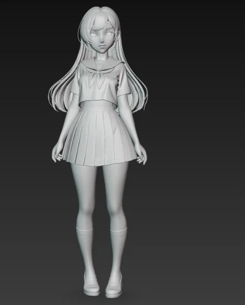 Mô hình nữ sinh anime mái tóc dài - File in 3D chất lượng cao - Image 3