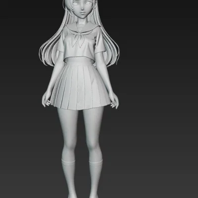 Mô hình nữ sinh anime mái tóc dài - File in 3D chất lượng cao