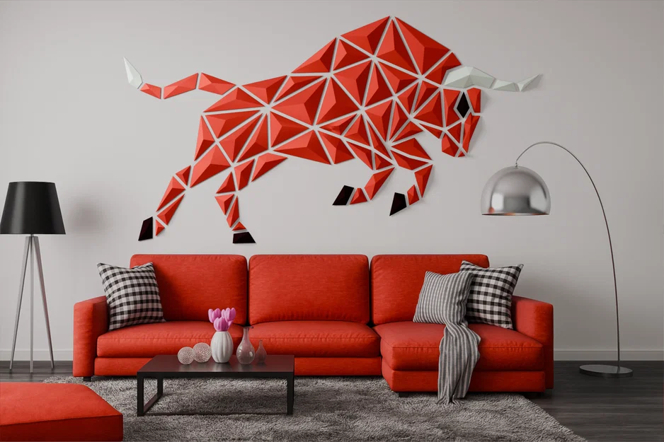 Geometric Bull - Thiết kế trang trí treo tường độc đáo - Image 3