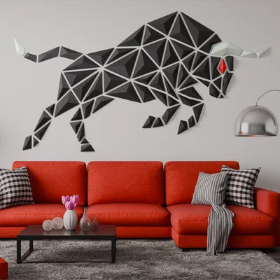 Geometric Bull - Thiết kế trang trí treo tường độc đáo