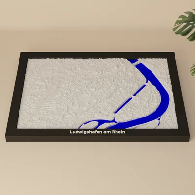 Ludwigshafen am Rhein, Đức - Mô hình địa hình 3D thu nhỏ