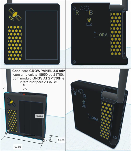 Vỏ 3D Case cho ELECROW CROWPANEL ADV 3.5 hỗ trợ pin 21700 - Image 5