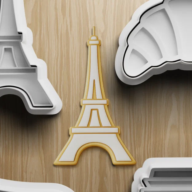 Bộ 4 Khuôn Cắt Bánh STL Hình Tháp Eiffel Paris Pháp - Image 2