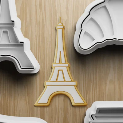 Bộ 4 Khuôn Cắt Bánh STL Hình Tháp Eiffel Paris Pháp