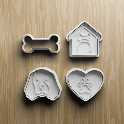 Bộ 4 Khuôn Cắt Bánh Quy Hình Cún Cưng (File STL In 3D)