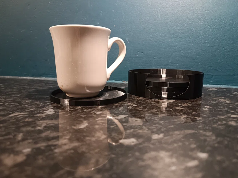 Bộ lót ly đơn giản có vành chống tràn kèm khay đựng tiện lợi - Image 1