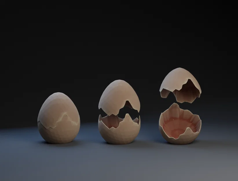 Mô hình 3D quả trứng vỡ (Cracked Egg) độc đáo để trang trí - Image 1