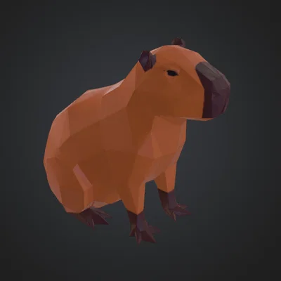 Mô hình Capybara phong cách Low Poly in 3D ấn tượng