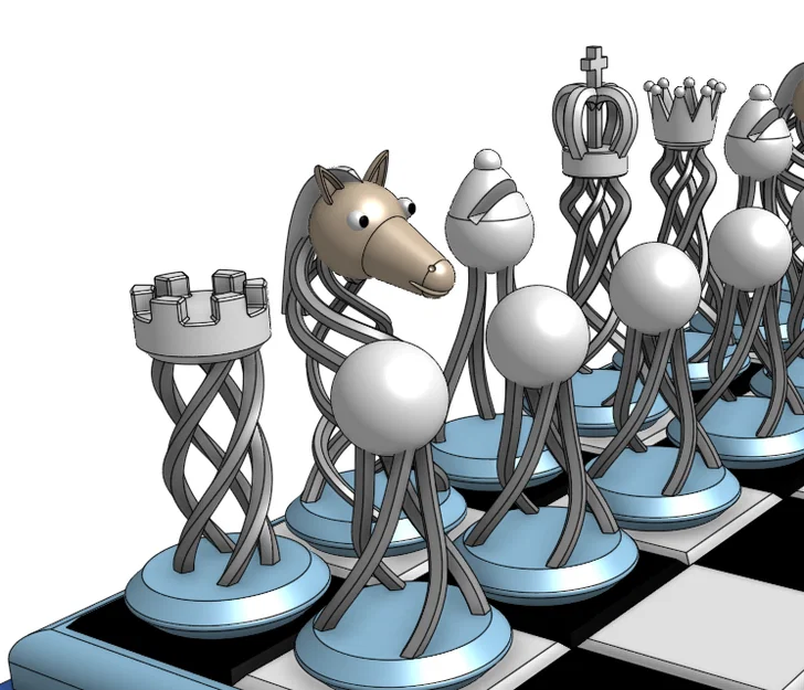 Bộ cờ vua thiết kế xoắn cực độc đáo dành cho máy in 3D - Image 1