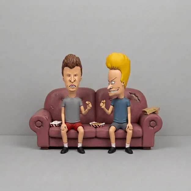 Mô hình 3D Beavis and Butthead - Bộ đôi huyền thoại ngồi sofa - Image 1