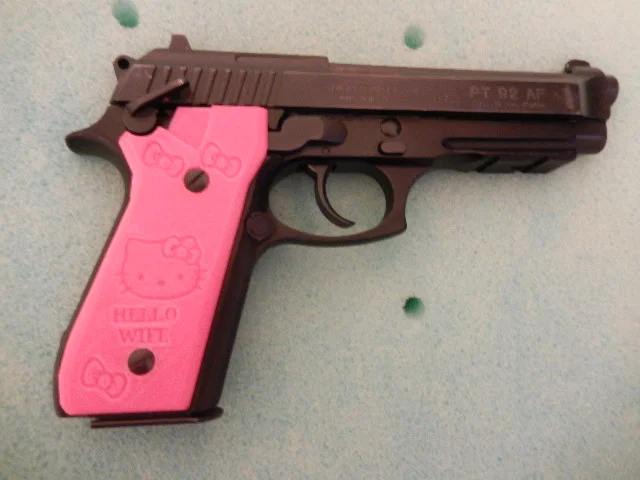 Ốp tay cầm Taurus PT92 / Beretta 92 với họa tiết hoa dâm bụt, Hello Kitty và bản trống - Image 2
