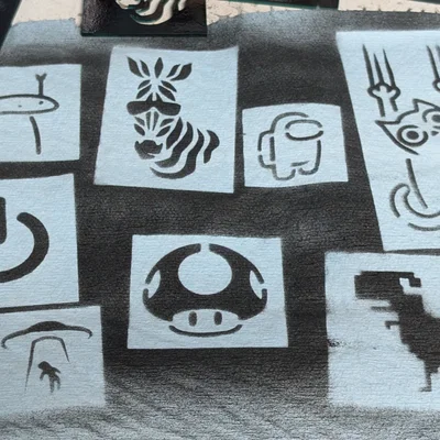 Bộ Stencil Vui Nhộn - Đủ Loại (Nấm, Người ngoài hành tinh, Khủng long, Ngựa vằn, Among Us)