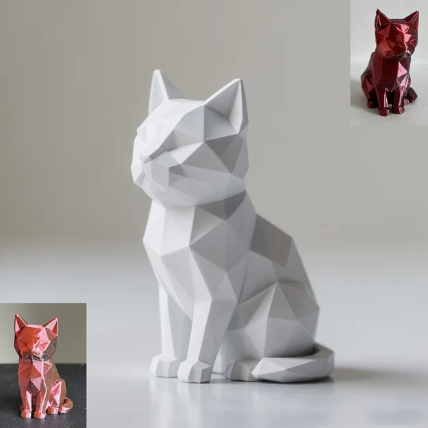 Mô hình Mèo Ngồi Lowpoly - Image 1