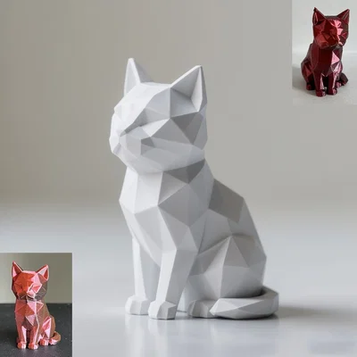 Mô hình Mèo Ngồi Lowpoly