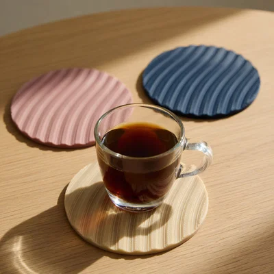 Miếng lót ly hiện đại (Modern Cup Coaster) với thiết kế vân sóng