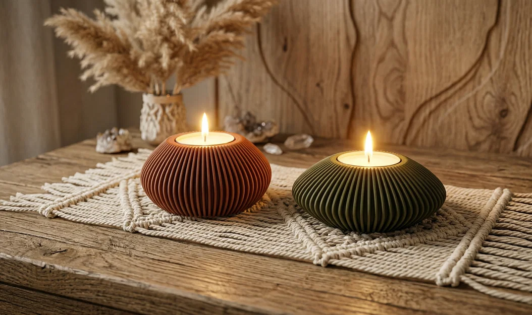 Đế nến Tealight Parametric Ribbed - Phong cách Modern Boho - Image 1