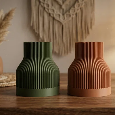 Bình Hoa Japandi Ribbed - Thiết Kế Tối Giản Hiện Đại