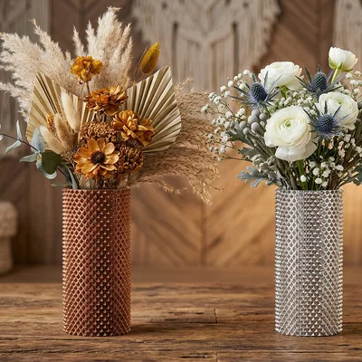 Bình hoa Geometric Textured Metallic Vase với họa tiết hình học